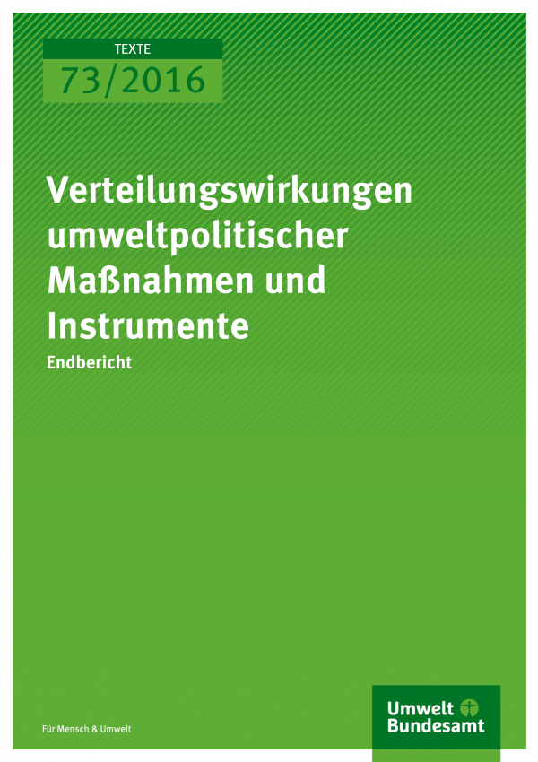 Verteilungswirkungen umweltpolitischer Maßnahmen und Instrumente