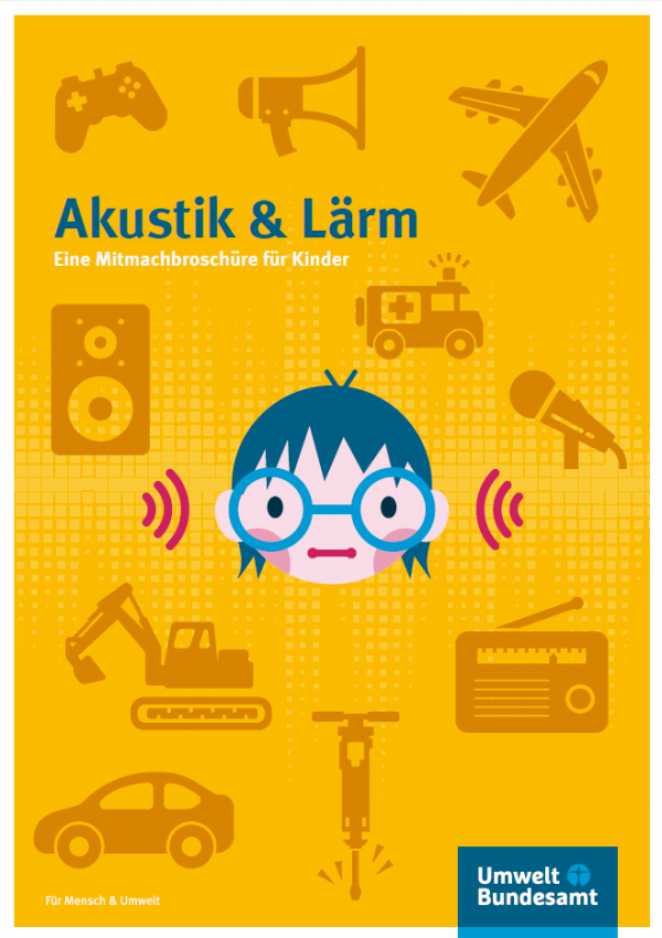 Cover mit Comiczeichnung eines Kinderkopfes mit Brille, der von lärmenden Gegenständen wie Krankenwagen, Radio oder Lautsprecher umgeben ist