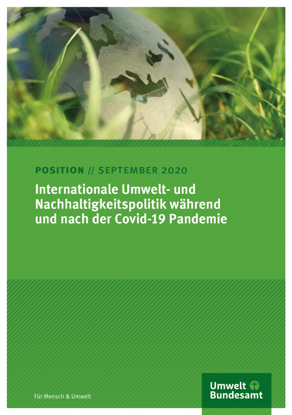 Titelseite des Positionspapieres mit dem Foto einer Weltkugel und dem Logo des Umweltbundesamtes