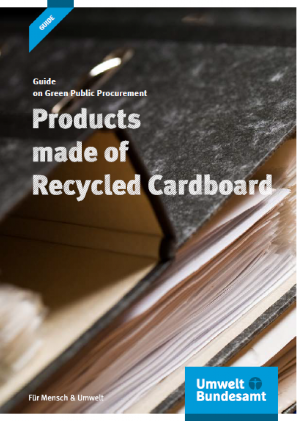 Cover of the brochure "Guide on Green Public Procurement: Products made of Recycled Cardboards"