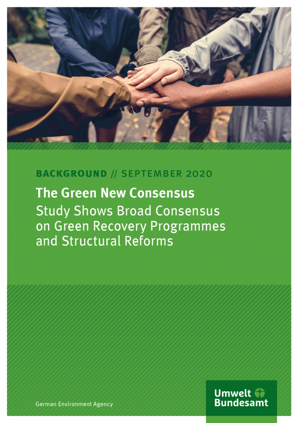 Cover of the background paper "The Green New Consensus" as at September 2020 from the German Environment Agency