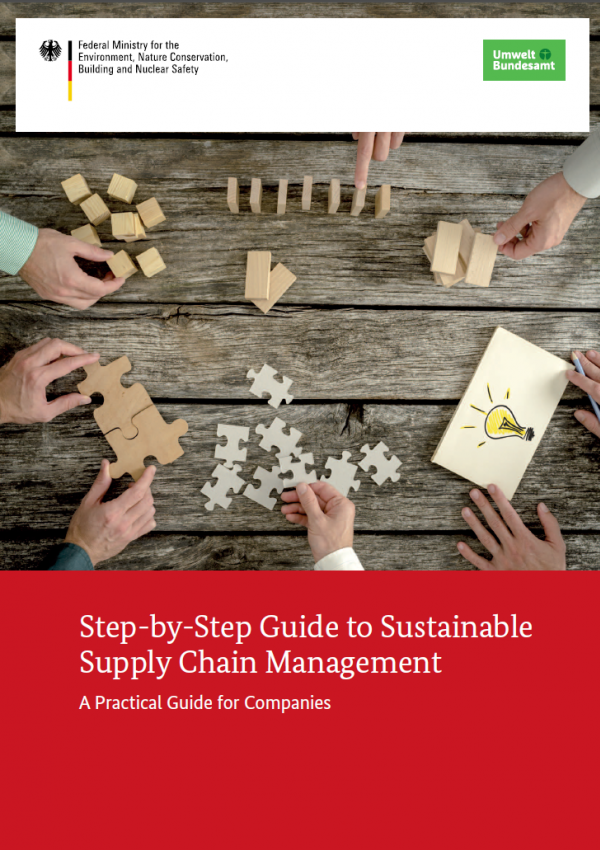Cover of the brochure "Step-by-Step Guide to Sustainable Supply Chain Management" 