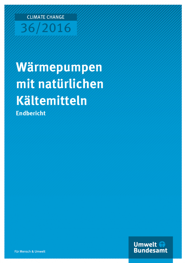 Cover der Publikation "Wärmepumpen mit natürlichen Kältemitteln" (weiße Schrift auf blauem Grund)