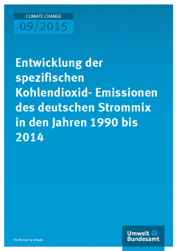 Cover Climate Change 09/2015 Entwicklung der spezifischen Kohlendioxid-Emissionen des deutschen Strommix in den Jahren 1990 bis 2014