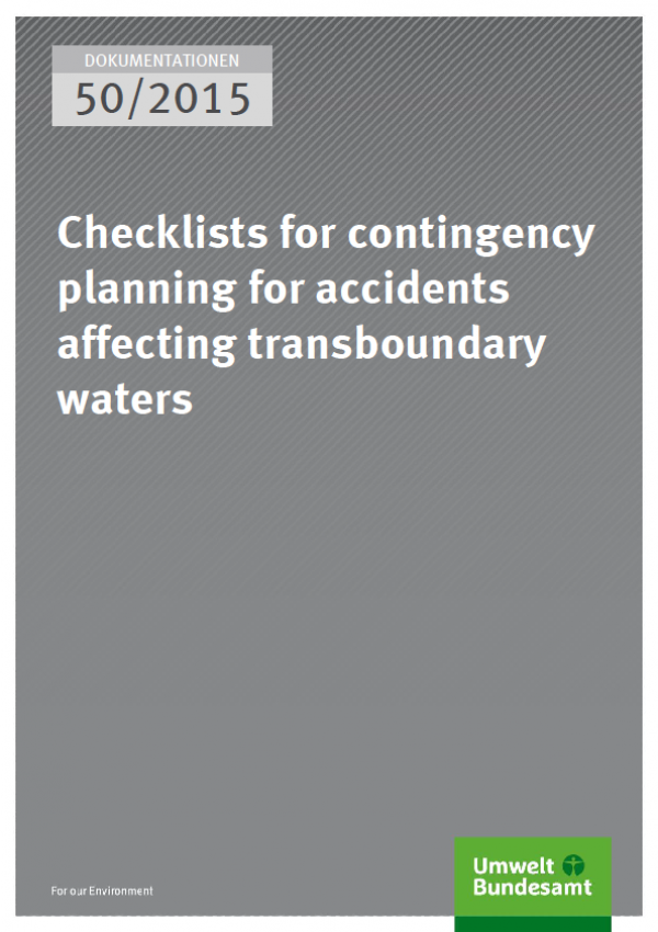 Cover Dokumentationen 50/2015 Checklists for contingency planning for accidents affecting transboundary waters