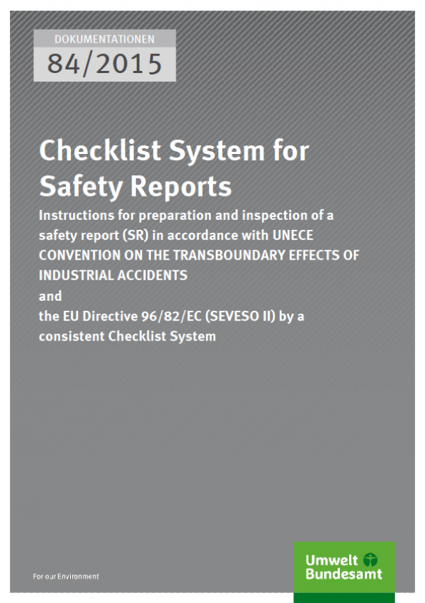 Cover Dokumentationen 84/2015 Checklist System for Safety Reports