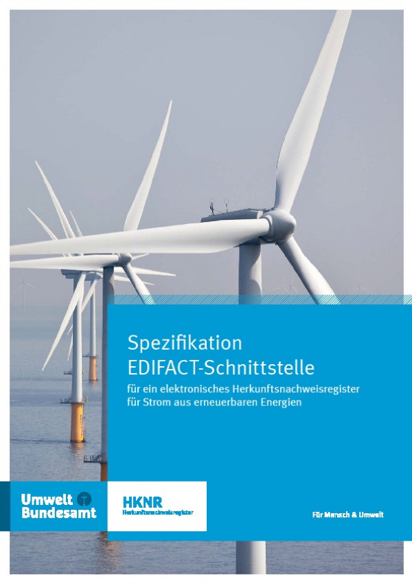 Cover Spezifikation EDIFACT-Schnittstelle für ein elektronisches Herkunftsnachweisregister für Strom aus erneuerbaren Energien