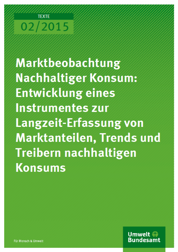 Cover Texte 02/2015 Marktbeobachtung Nachhaltiger Konsum: Entwicklung eines Instrumentes zur Langzeit-Erfassung von Marktanteilen, Trends und Treibern nachhaltigen Konsums