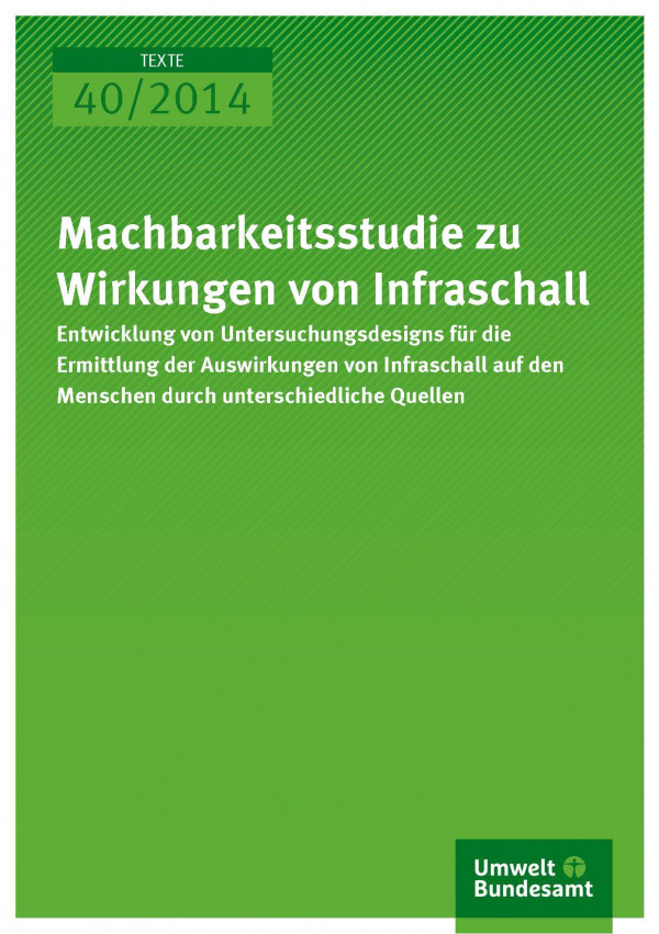 Cover Texte 40/2014 Machbarkeitsstudie zu Wirkungen von Infraschall