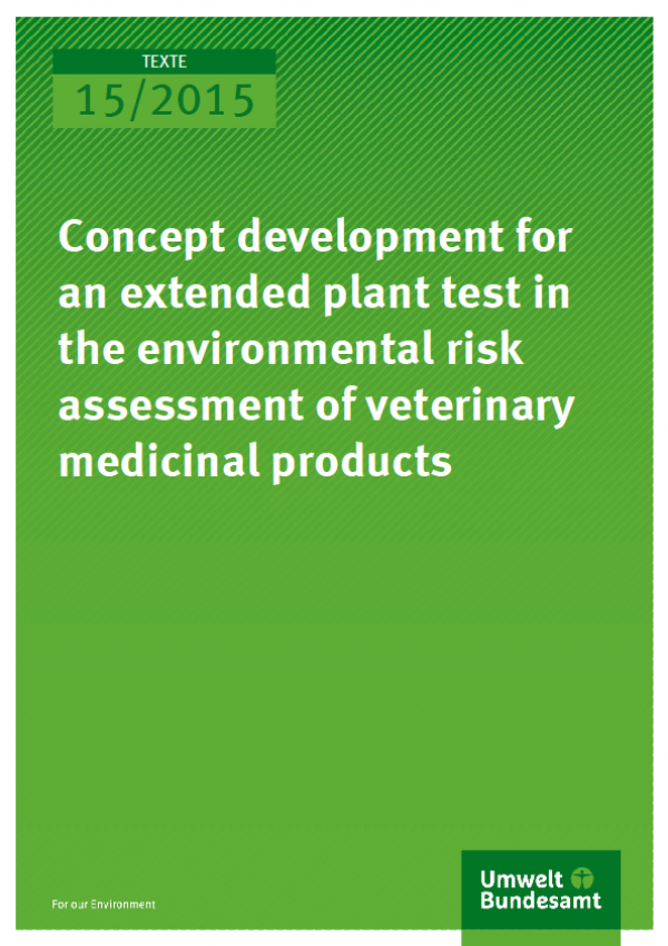 Cover Texte 15/2015 Concept development for an extended plant test in the environmental risk assessment of veterinary medicinal products