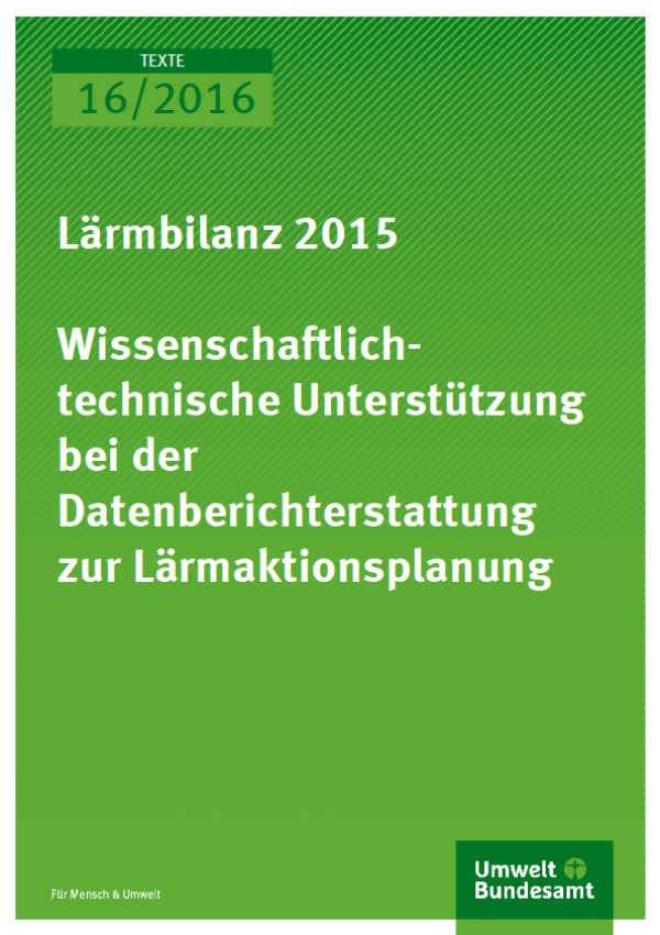 Cover Texte 16/2016 Lärmbilanz 2015