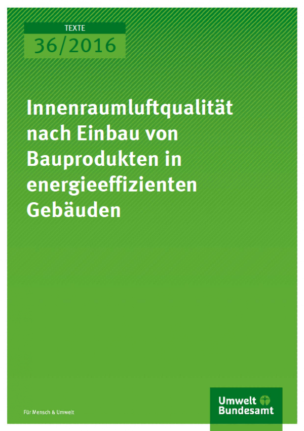 Cover Texte 36/2016 Innenraumluftqualität nach Einbau von Bauprodukten in energieeffizienten Gebäuden