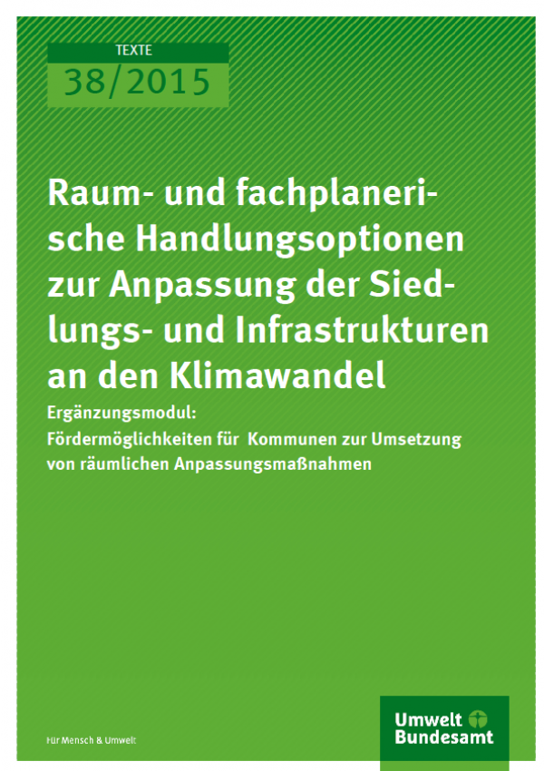 Cover Texte 38/2015 Raum- und fachplanerische Handlungs-optionen zur Anpassung der Siedlungs- und Infrastrukturen an den Klimawandel