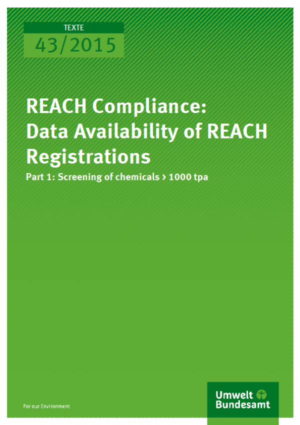 Cover Texte 43/2015 REACH Compliance: Data Availability of REACH Registrations Part 1: Screening of chemicals > 100 tpa