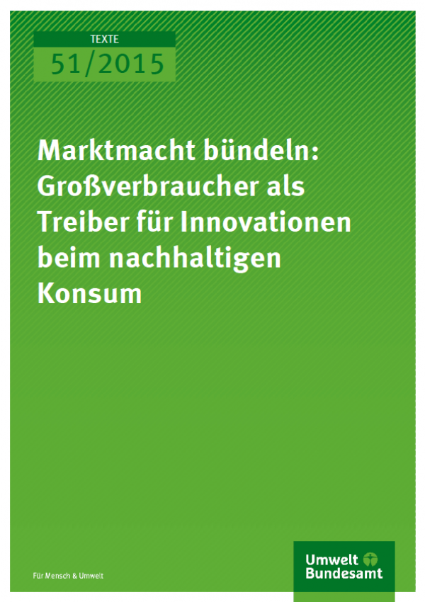 Cover Texte 51/2015 Marktmacht bündeln: Großverbraucher als Treiber für Innovationen beim nachhaltigen Konsum