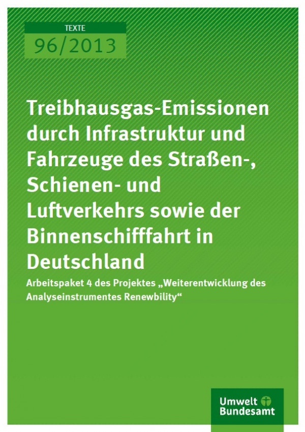 Cover Treibhausgas-Emissionen durch Infrastruktur und Fahrzeuge des Straßen-, Schienen- und Luftverkehrs sowie der Binnenschifffahrt in Deutschland