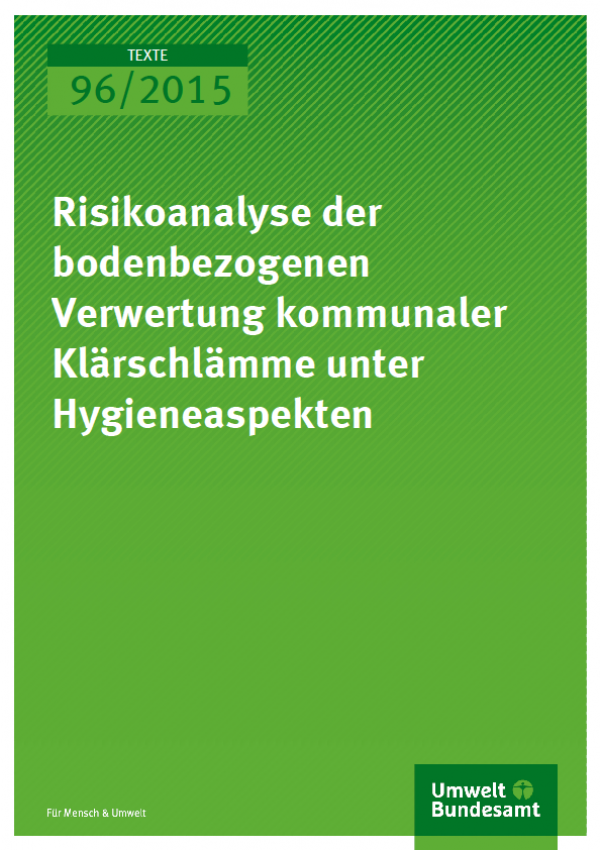 Cover Texte 96/2015 Risikoanalyse der bodenbezogenen Verwertung kommunaler Klärschlämme unter Hygieneaspekten