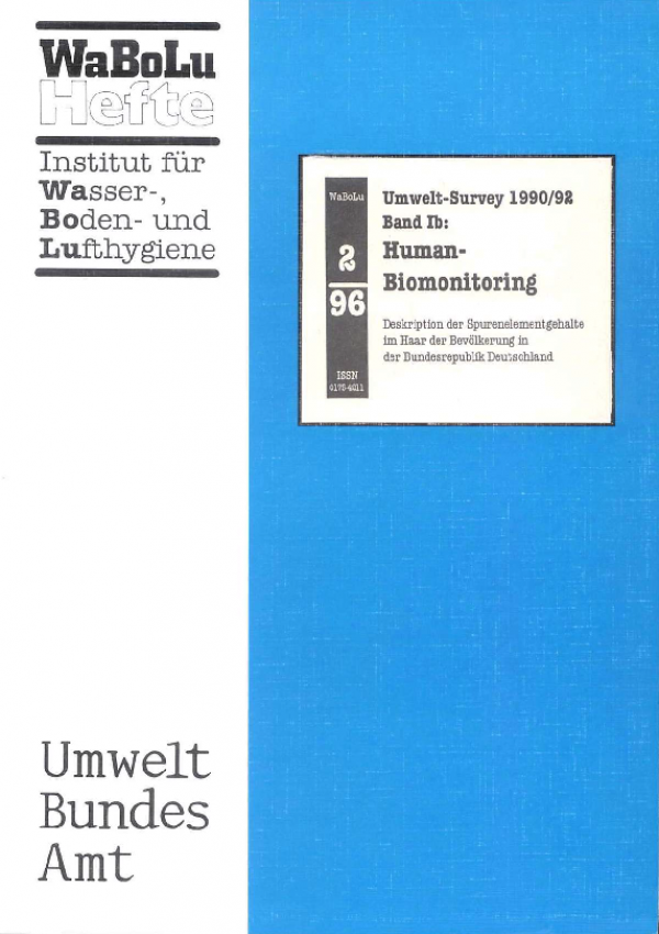Cover WaBoLu 2/1996 Deskription der Spurenelementgehalte im Haar der Bevölkerung in der BRD