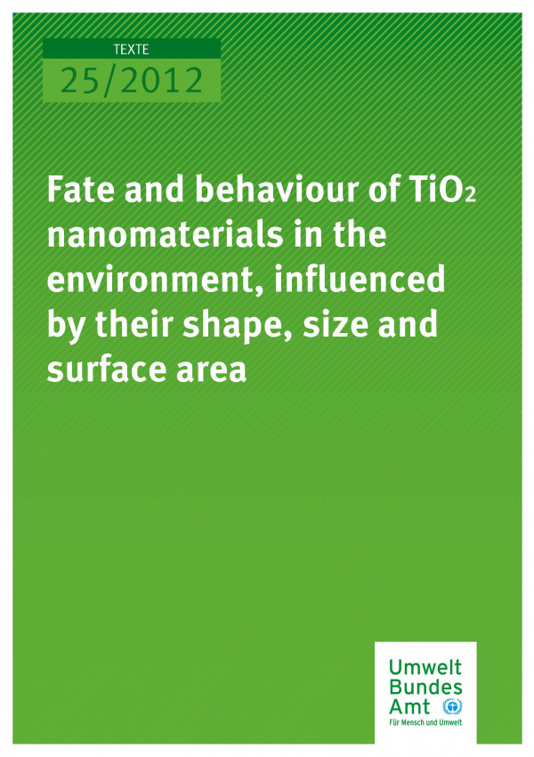 Publikation:Fate and behaviour of TiO2 nanomaterials in the environment, influenced by their shape, size and surface area