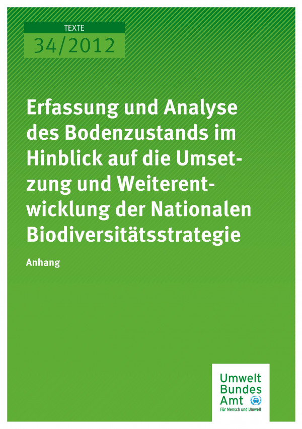 Publikation:Erfassung und Analyse des Bodenzustands im Hinblick auf die Umsetzung und Weiterentwicklung der Nationalen Biodiversitätsstrategie - Anhang