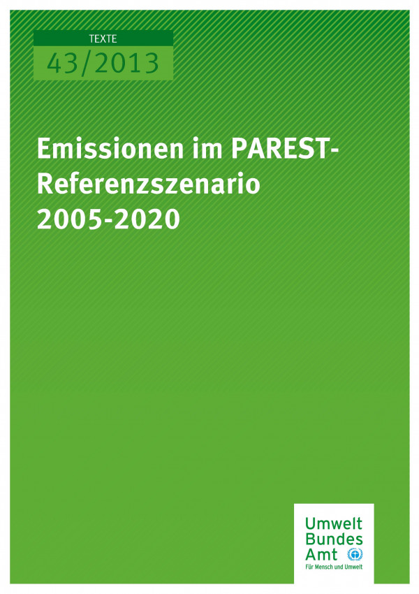 Cover Texte 43/2013 Emissionen im PAREST-Referenzszenario 2005-2020