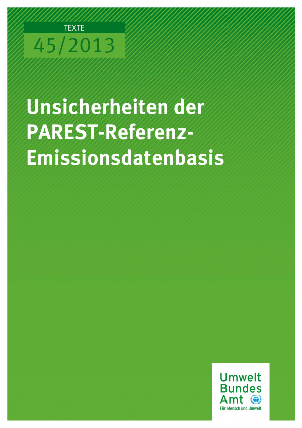 Cover Texte 45/2013 Unsicherheiten der PAREST-Referenz-Emissionsdatenbasis