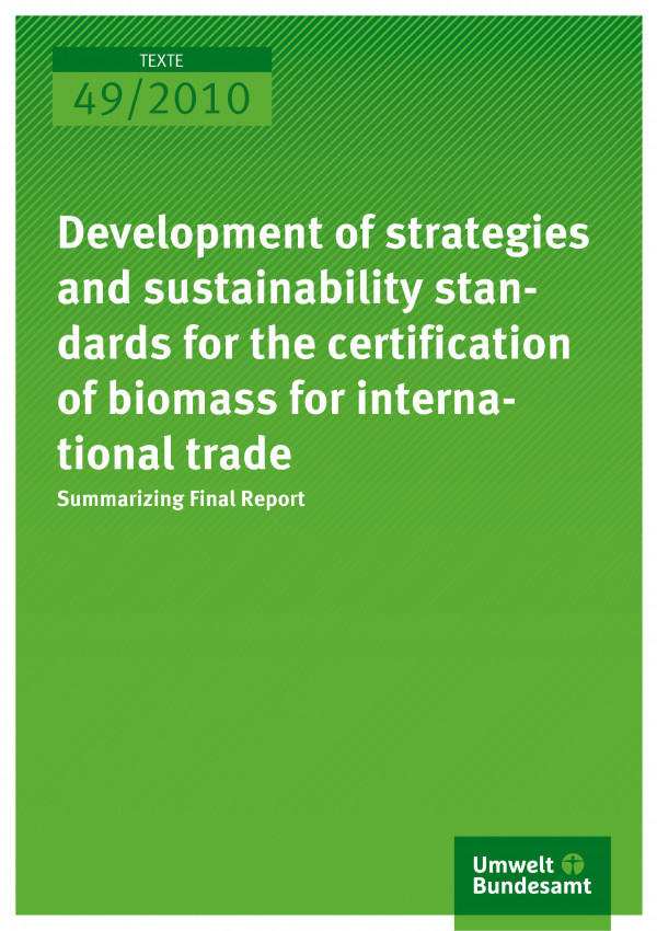 Publikation:Development of strategies and sustainability standards for the certification of biomass for international trade
