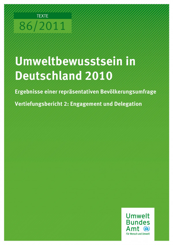 Publikation:Umweltbewusstsein in Deutschland 2010 - Vertiefungsbericht 2: Engagement und Delegation
