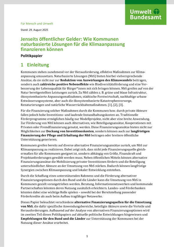 Erste Textseite des Factsheet