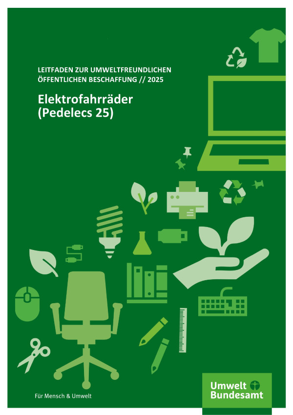 grüner Hintergund mit verschiedenen Icons aus dem Bürobereich, wie Bürostuhl, Laptop, Tastatur usw.