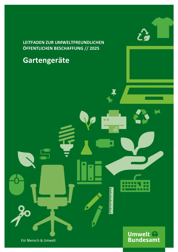grüner Hintergund mit verschiedenen Icons aus dem Bürobereich, wie Bürostuhl, Laptop, Tastatur usw.