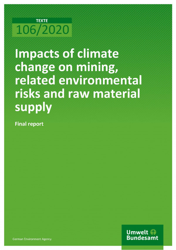 Cover_TEXTE_106-2020_Impacts of climate change on mining, related environmental risks and raw material supply