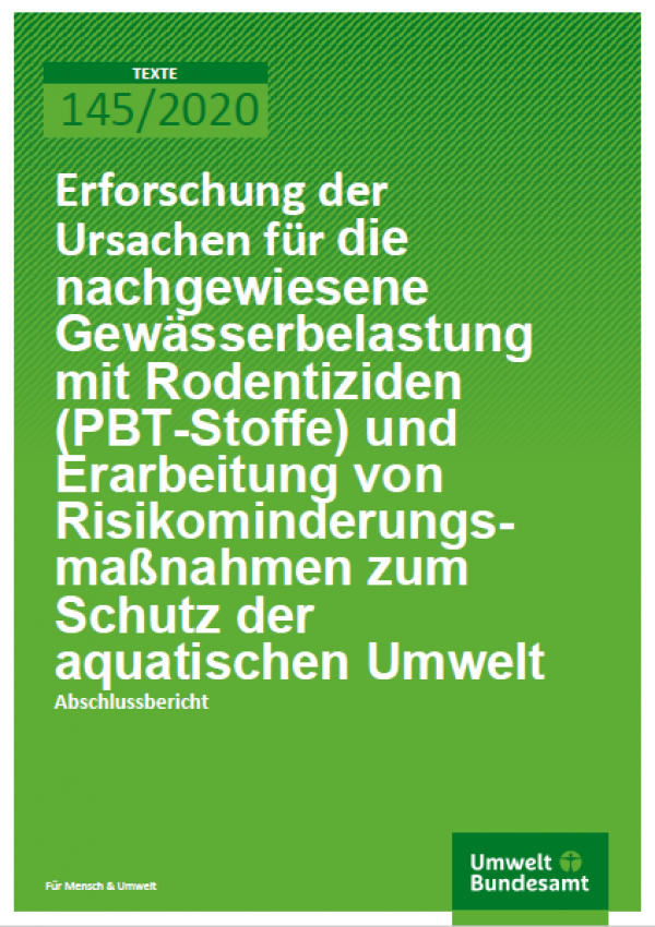 Cover_TEXTE_145-2020_Erforschung der Ursachen für die nachgewiesene Gewässerbelastung mit Rodentiziden