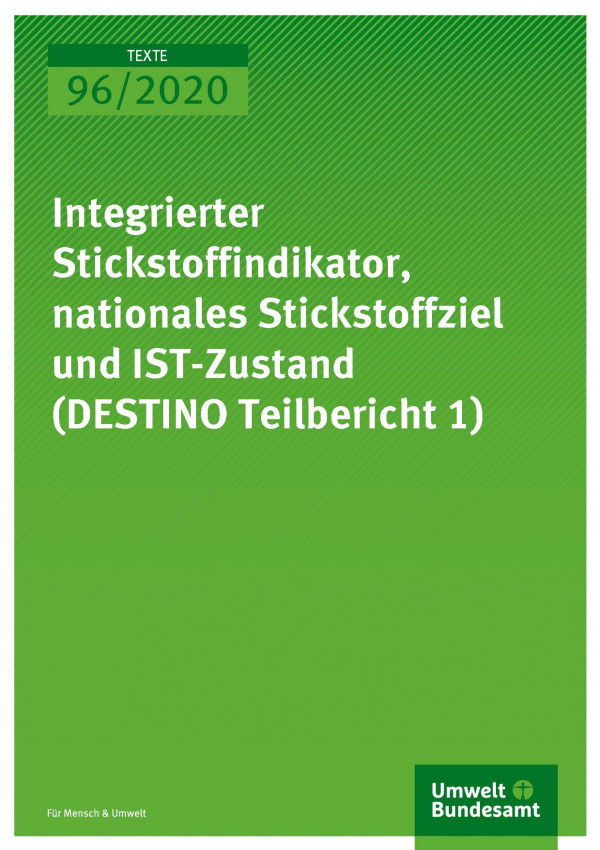 Cover_TEXTE_96-2020_Integrierter Stickstoffindikator, nationales Stickstoffziel und IST-Zustand DESTINO Teilbericht 1