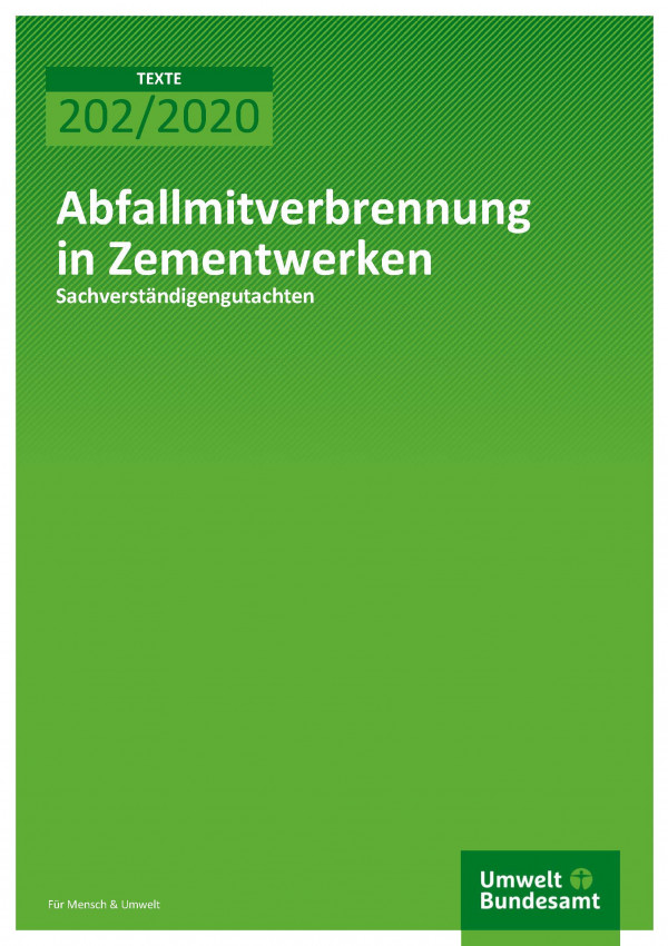 Cover der Publikation TEXTE 202/2020 Abfallmitverbrennung in Zementwerken