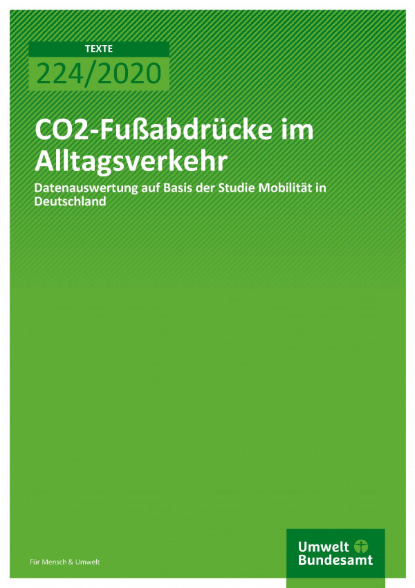 Cover of publication TEXTE 224/2020 CO2-Fußabdrücke im Alltagsverkehr: Datenauswertung auf Basis der Studie Mobilität in Deutschla
