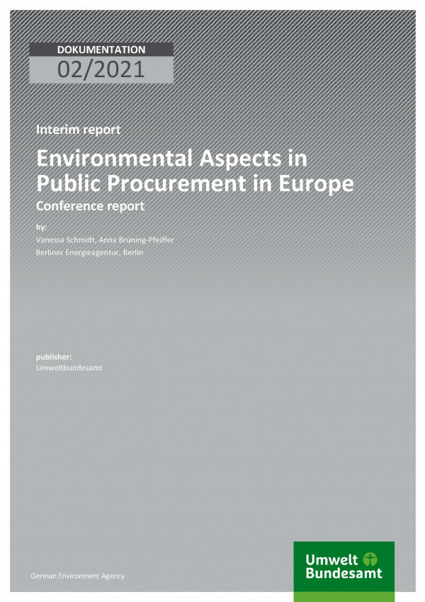 Cover of publication Dokumentation 02/2021 Environmental Aspects in Public Procurement in Europe