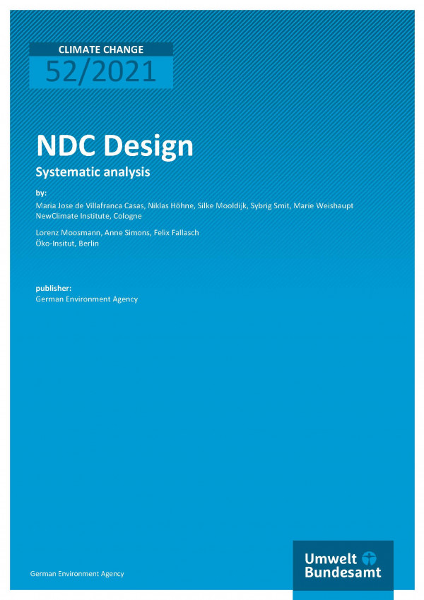 Cover of publication Climate Change 52/2021 NDC Design: Systematic analysis