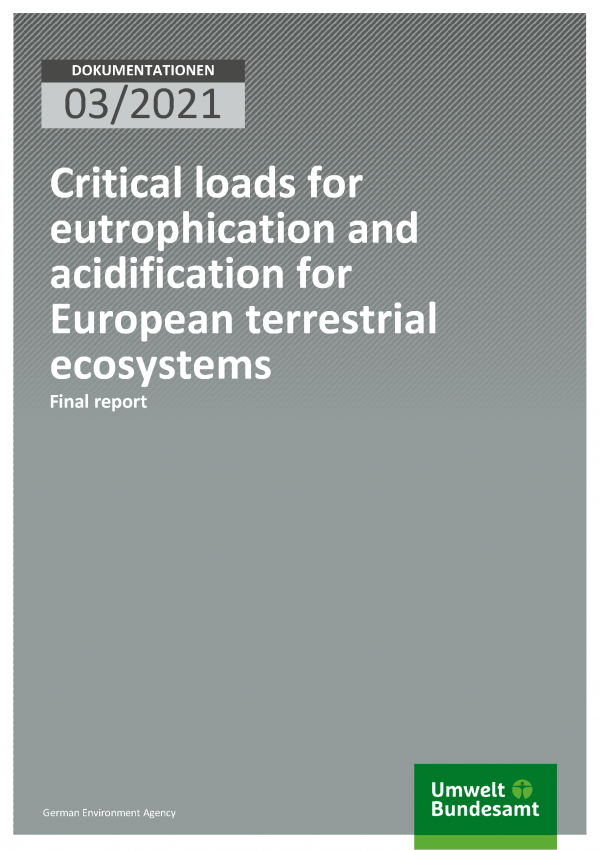 Cover of publication Dokumentation 03/2021 Critical loads for eutrophication and acidification for European terrestrial ecosystems
