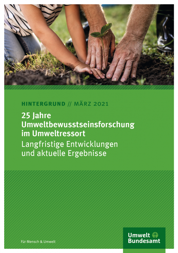 Titelseite des Hintergrundpapieres (März 2021) 25 Jahre Umweltbewusstseinsforschung im Umweltressort: Langfristige Entwicklungen und aktuelle Ergebnisse