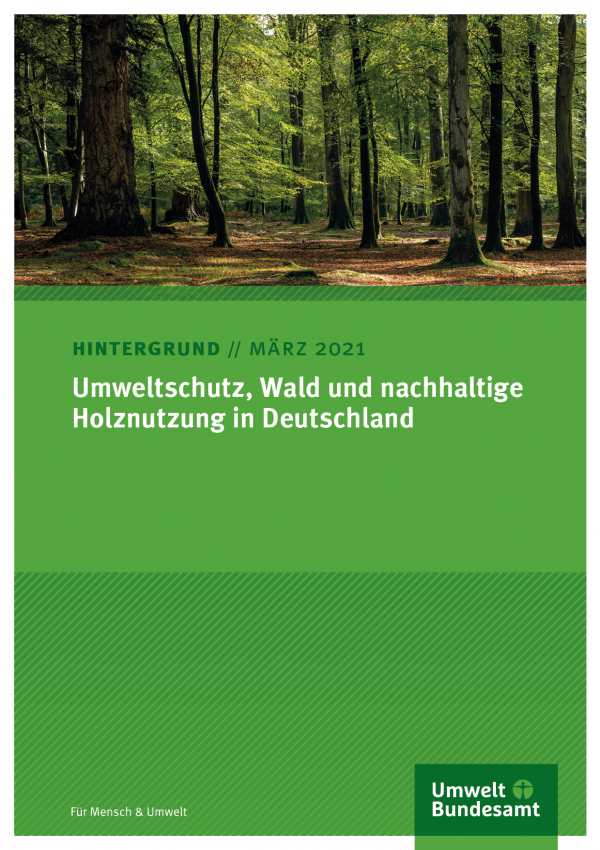 Titelseite des Hintergrundpapiers (März 2021) "Umweltschutz, Wald und nachhaltige Holznutzung in Deutschland"