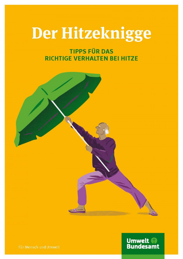 Titelseite der Broschüre "Der Hitzeknigge: Tipps für das richtige Verhalten bei Hitze"