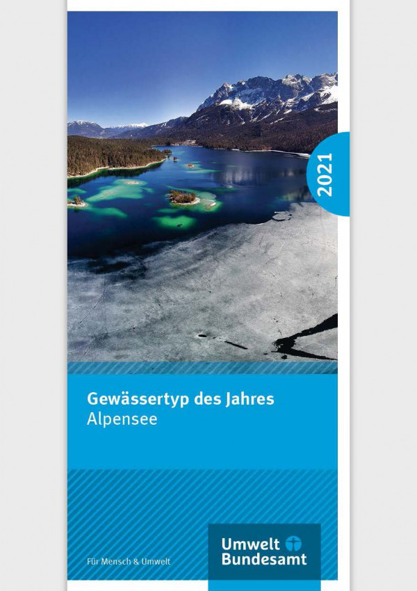 Titelseite des Flyers "Gewässertyp des Jahres 2021: Alpensee"