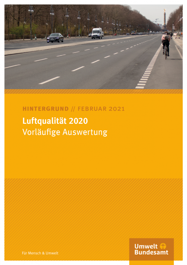 Titelseite des Hintergrundpapieres Februar 2021 "Luftqualität 2020: Vorläufige Auswertung"
