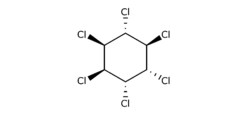 Strukturformel von Alpha-Hexachlorcyclohexan