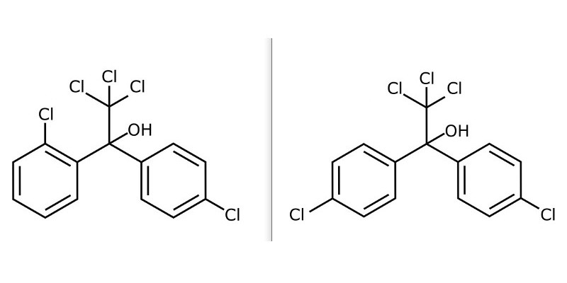 Strukturformeln von Dicofol o,p und p,p