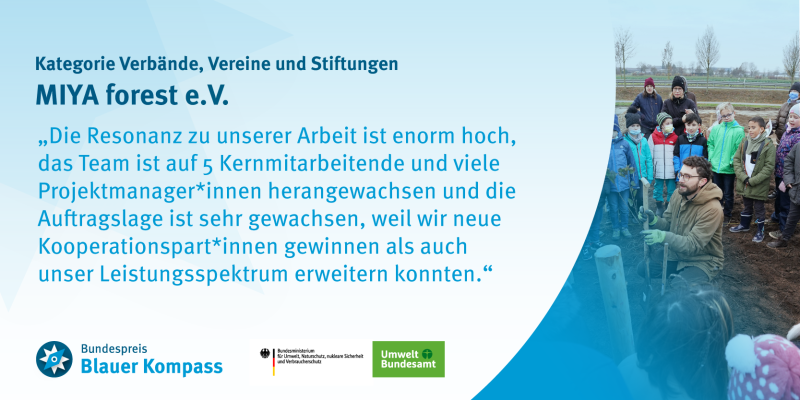 Gewinnerzitat MIYA e.V.: “Die Resonanz zu unserer Arbeit ist enorm hoch, das Team ist auf 5 Kernmitarbeitende und viele Projektmanager*innen herangewachsen und die Auftragslage ist sehr gewachsen, weil wir neue Kooperationspart*innen gewinnen als auch unser Leistungsspektrum erweitern konnten.” 