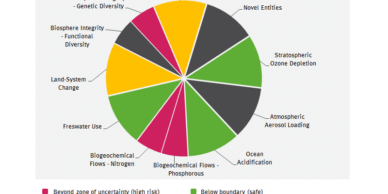 Representation of the nine planetary boundaries as a pie chart