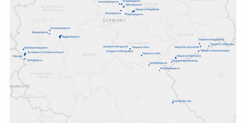 Eine Karte der Talsperren in Deutschland