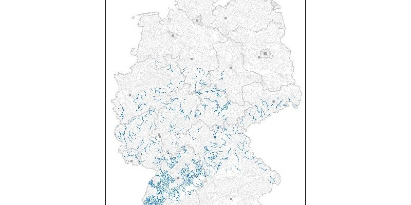 Karte über Vorkommen der Mittelgebirgsflüsse